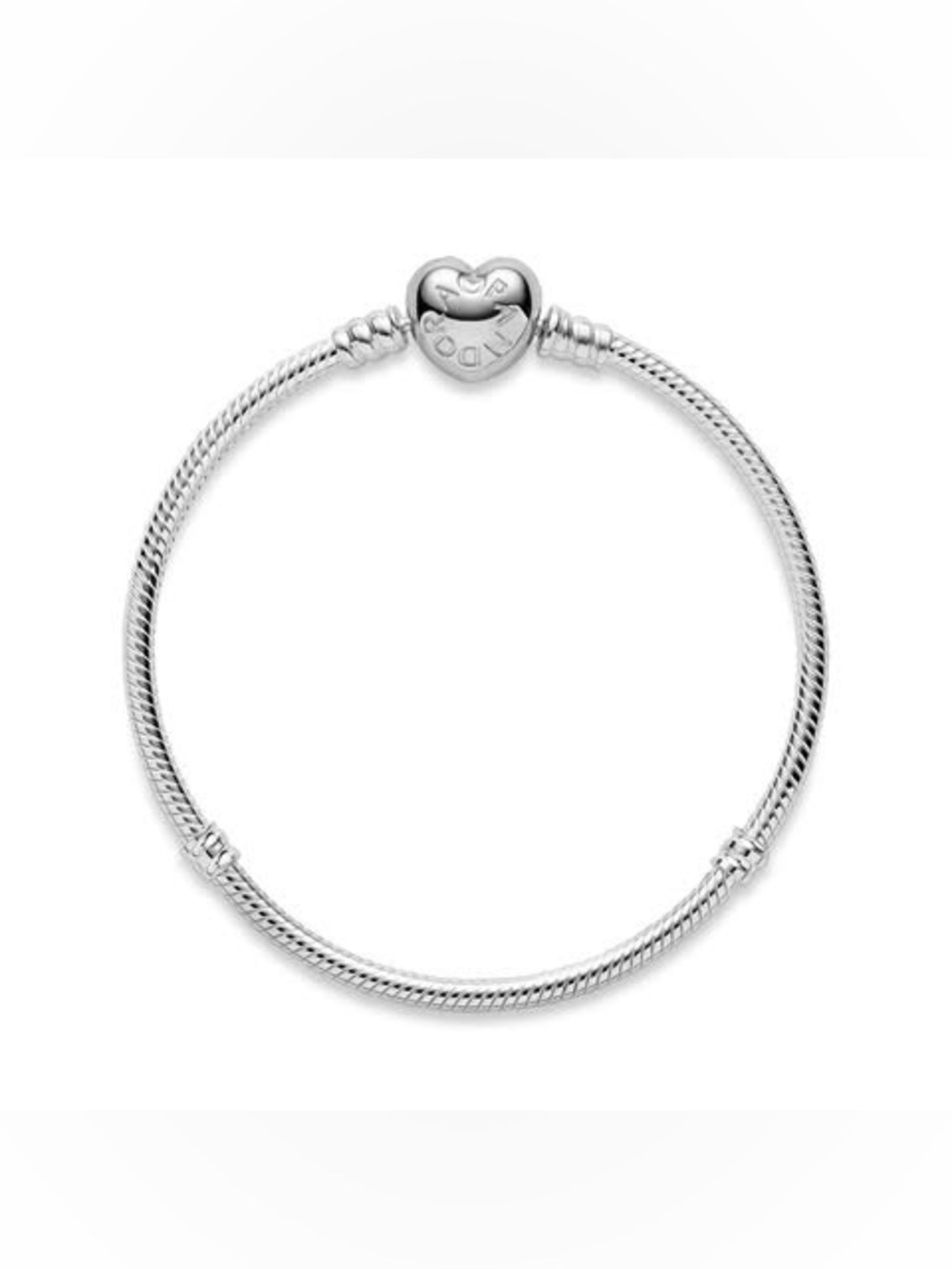 Pandora Silver Snake Chain Bracelet with Heart Clasp 9 inches - Picture 2 of 3